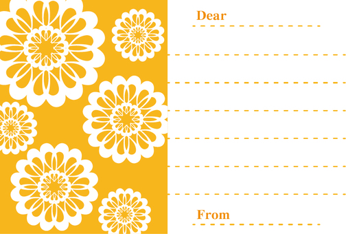 ポストカード花(オレンジ) 手紙,ポストカード,メッセージカード,カード,招待状,花,植物,かわいい,可愛い,おしゃれのイラスト素材