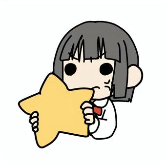 怒って星を持つ少女 小学生,怒る,星,持つ,お気に入り,不満,不愉快,イライラ,ムカムカ,ストレスのイラスト素材