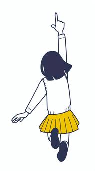 ジャンプして上を目指す女子生徒 人物,日本人,ベクター,若い,白バック,1人,全身,ライフスタイル,コピースペース,手のイラスト素材