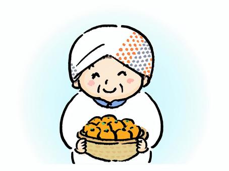 みかん農家のおばあちゃん みかん農家のおばあちゃん みかん,農家,おばあちゃん,女性,人物,かご,収穫,手拭い,割烹着のイラスト素材