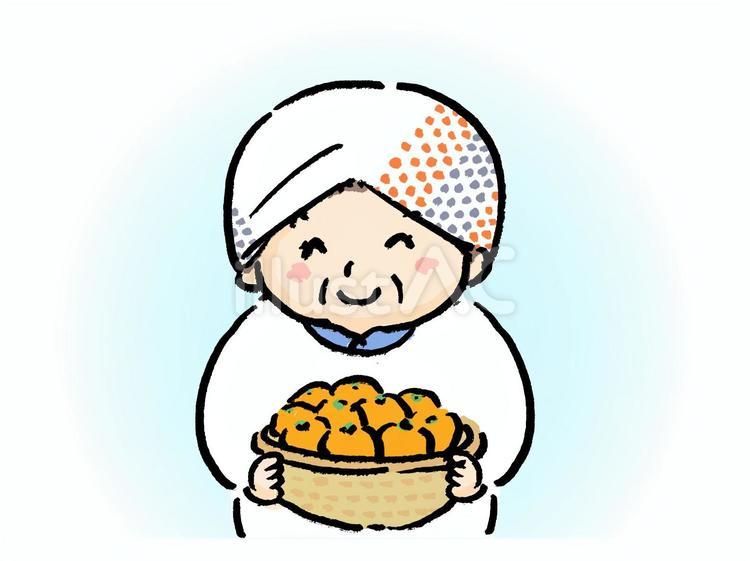 みかん農家のおばあちゃん みかん,農家,おばあちゃんのイラスト素材