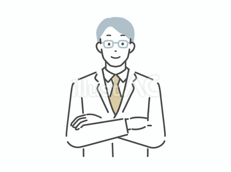 自信のある表情の白衣の男性 男性,人物,白衣のイラスト素材