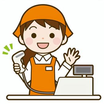 Illustration, supermarket, cash register, clerk, JPG and PNG