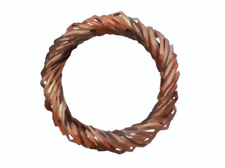 リース 素材 柳 リース 素材 柳 枝,柳,リース,茶色,木,つる,手作り,土台,フレーム,植物のイラスト素材