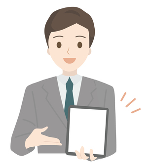 Male office worker with a tablet (upper body), JPG, PNG and AI Male office worker with a tablet (upper body), tablet, employee, office worker, JPG, PNG and AI