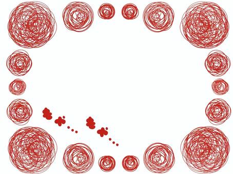 もやもやしたフレーム(赤) もやもや,フレーム,気持ち,シンプル,赤,手書き,ゆるいのイラスト素材