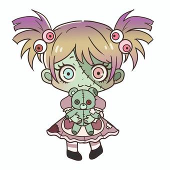 ハロウィンかわいいゾンビ ハロウィンかわいいゾンビ かわいい,人物,ゾンビ,ぬいぐるみ,ハロウィン,女の子のイラスト素材