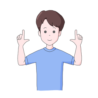 上を指差す男性 指差し,上,男性,人物,上半身,挿絵,イラストのイラスト素材