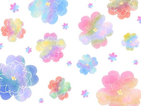 パステル水彩　お花柄 花,お花,小花,パステル,パステルカラー,水彩,水彩風,手描き風,ふんわり,淡いのイラスト素材