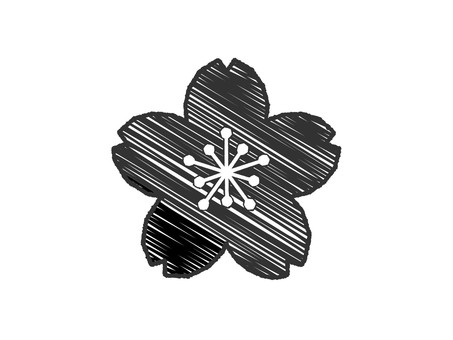 落書き風桜の花 桜,花,クレヨン,落書き,黒,ストローク,シルエット,シンプル,定番,ワンポイントのイラスト素材