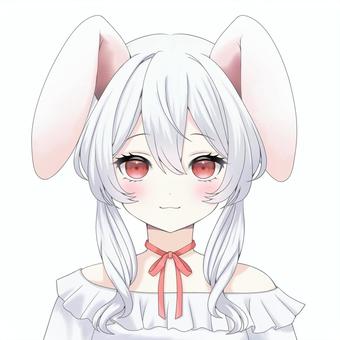 うさ耳の女の子・白 コスプレ,女子,女の子,うさ耳,美少女,萌え,アイコン,かわいい,萌え系,フリーのイラスト素材