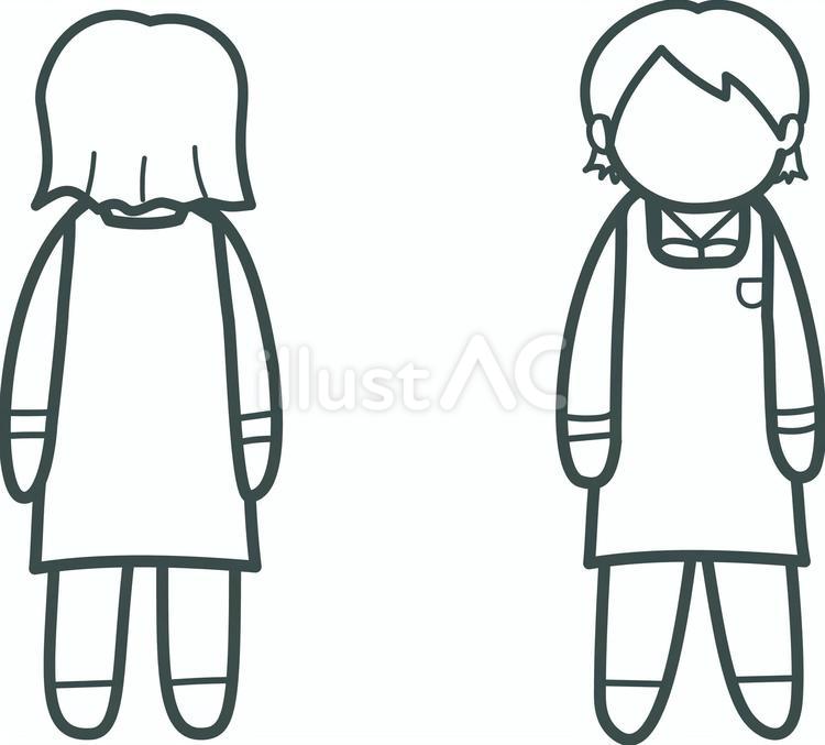 棒人間　シャツ　エプロン　女性B 店員,女性,エプロンのイラスト素材