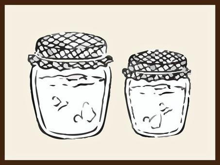 瓶　リアル　イラスト 瓶,リアル,手描き,食べ物,保存食,ジャムのイラスト素材