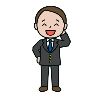 照れる人 照れる,困る,赤面,苦笑い,謙遜,男性,スーツ,ビジネス,会社員のイラスト素材