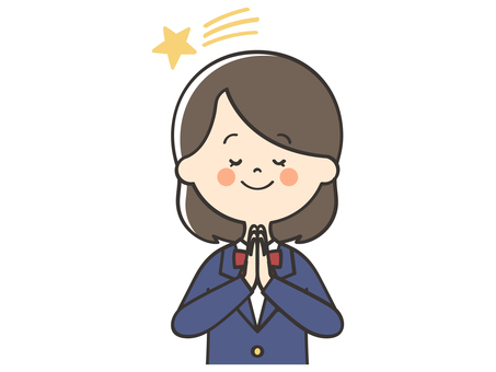 願い事をする女子学生 願い事,お願い,流れ星,祈る,七夕,祈願,成功,合格,受験,合格祈願のイラスト素材