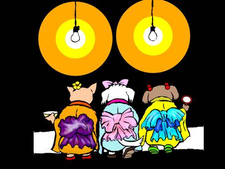 金魚すくい 金魚すくい 夏祭り,夏,犬,猫,動物,金魚すくい,浴衣姿,後ろ姿のイラスト素材