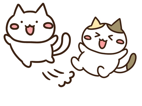 元気にジャンプして遊ぶかわいいねこ達 ジャンプ,ねこ,大ジャンプ,跳ねる,跳ぶ,元気,喜ぶ,嬉しい,はしゃぐ,笑顔のイラスト素材