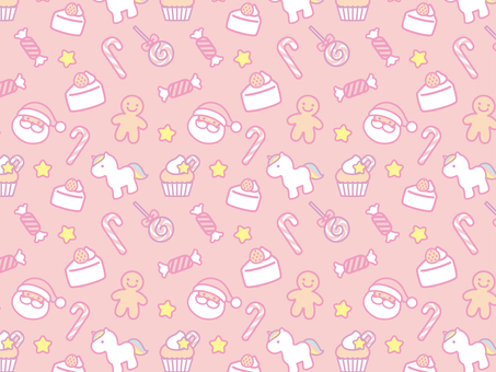 ゆめかわクリスマスパターン クリスマス,パターン,模様,サンタ,食べ物,甘い,スイーツ,お菓子,杖キャンディ,キャンディケインのイラスト素材