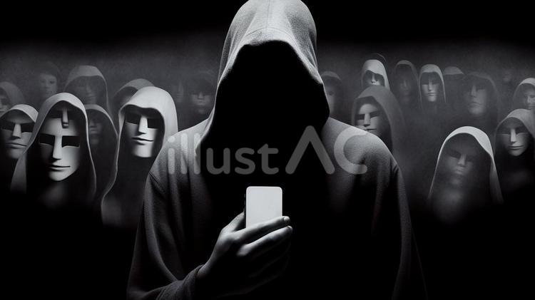 スマホ中毒とインターネット、SNSの闇  インターネット,sns,注意喚起のイラスト素材