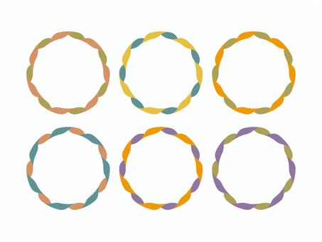 リボンのフレーム（ねじれ・円）6色03 リボン,フレーム,枠,ねじれ,円,マーク,シンプル,セットのイラスト素材