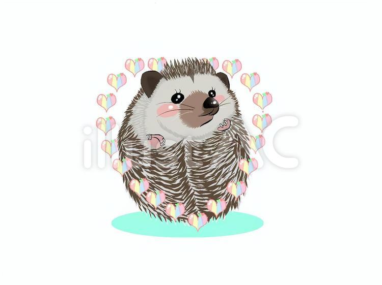 ハリネズミ（ちょいまんまる） ハリネズミ,はりねずみ,動物のイラスト素材