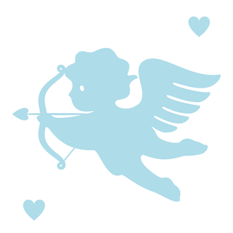 キューピッド_ライトブルー キューピット,キューピッド,アイコン,モチーフ,天使,飛ぶ,弓矢,子ども,羽,シンプルのイラスト素材