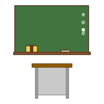 学校の黒板と教壇 黒板,学校,演壇,教室,指導者,小学校,中等学校,高校,掲示板,学ぶのイラスト素材