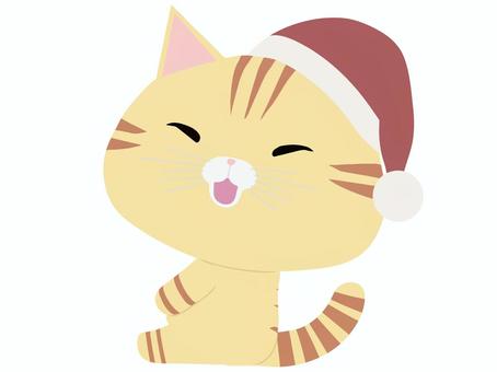 サンタ帽をかぶった笑顔のちゃとら猫 サンタ帽をかぶった笑顔のちゃとら猫 座る,サンタクロース,帽子,猫,ちゃとら,笑顔,動物,かわいい,クリスマスのイラスト素材