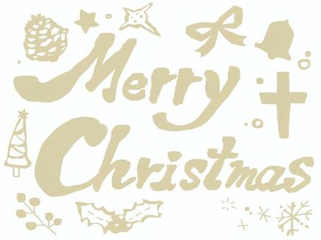 金色　Merry Christmas クリスマス,タイトル,文字,手描き,merry,christmas,手紙,フライヤー,赤,メリークリスマスのイラスト素材
