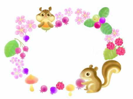 Flower squirrel and berry wreath, JPG and PNG Flower squirrel and berry wreath, , JPG and PNG