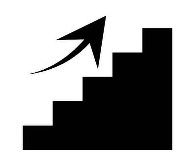 上昇中ピクトグラム 上昇,ステップ,矢印,アップ,階段,向上,レベルアップ,スキルアップ,出世,挑戦のイラスト素材