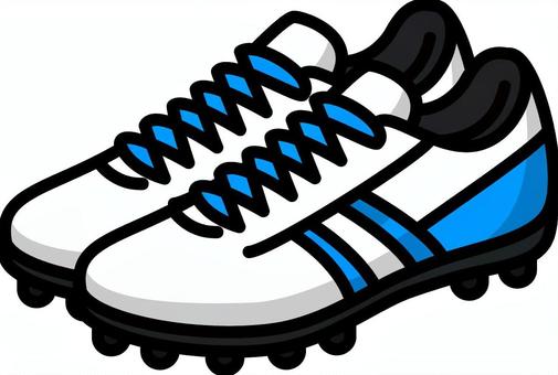 青の野球シューズです。 野球,シューズ,シンプル,スパイク,スポーツ,運動靴,グッズ,グラウンド,青のイラスト素材