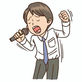 ひとりカラオケ ひとりカラオケ,カラオケ,趣味,気分転換,気晴らし,人物,男,歌う,熱唱,酔いしれるのイラスト素材