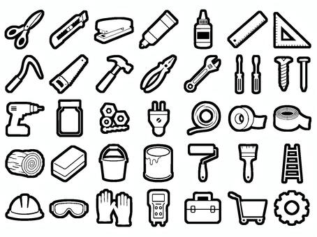 DIYのアイコンセット 工作,大工,diy,ハサミ,カッター,ステープラー,ホチキス,のり,ボンド,定規のイラスト素材