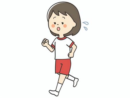 走る体操服の女の子 走る,歩く,運動,マラソン,持久走,学校,小学校,体育,授業,女の子のイラスト素材