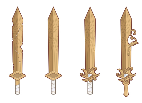 武器セット1 （木製の剣）　 ゲーム,アプリ,武器,剣,木刀,装備,刀,木,rpg,アイテムのイラスト素材
