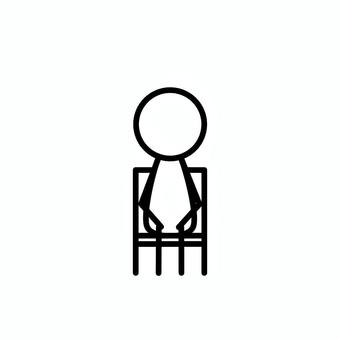 正面から見た椅子に座っている人 椅子,座る,正面,棒人間,人間,人物,人,シンプル,線画,デフォルメのイラスト素材