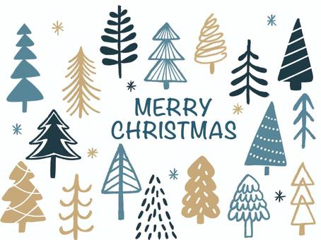 手描き風クリスマスツリーセット 冬,クリスマス,ツリー,木,森,樹木,植物,自然,雪,雪景色のイラスト素材