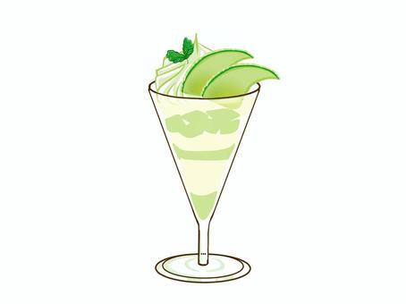 メロンパフェ 単品 メロンパフェ,パフェ,スイーツ,食べ物,単品,手描きのイラスト素材