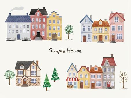 海外の家の水彩風イラストセット 住宅,家,建物,建築,都市,街並み,外観,風景,旅,イラストのイラスト素材
