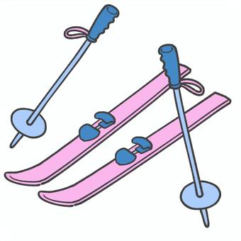スキー板の手描きイラスト3 スキー,スキー板,冬,スポーツ,挿絵,手描きのイラスト素材