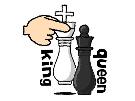 kingとqueen チェス,駒,キング,クイーン,ゲーム,pop調,手描き,挿絵,ワンポイント,素材のイラスト素材