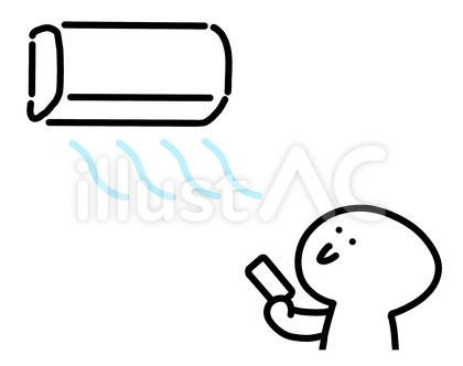 エアコンをリモコン操作する人 冷房
