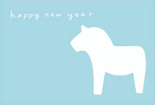2026年賀状　ダーラナシルエット 年賀状,正月,午,挨拶,新年,賀詞,あけましておめでとう,干支,年賀状素材,ダーラナホースのイラスト素材