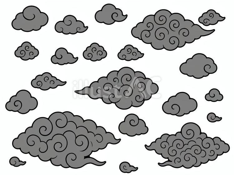 渦を巻いている和風の雲（仏画ふう） 渦,螺旋,渦巻きのイラスト素材