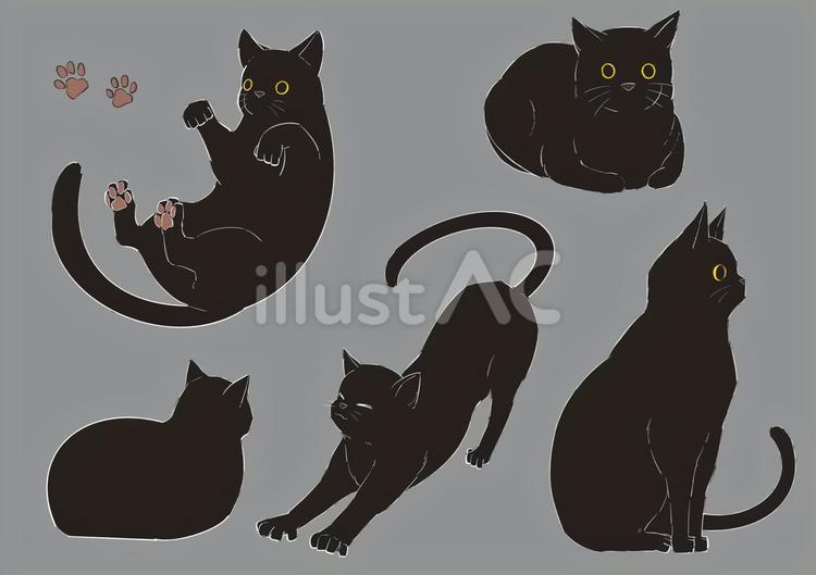 黒猫イラストセットイラスト - No: 24241870｜無料イラスト・フリー