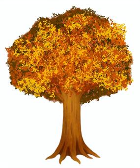 リアル調な紅葉した木のイラスト リアル調な紅葉した木のイラスト 紅葉,木,手描き,シンプル,グラデーション,幹,植物,森,林,葉っぱのイラスト素材
