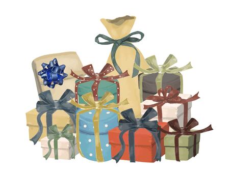 プレゼントの山 プレゼント,箱,リボン,カラフル,バラエティー,贈り物,イベント,ギフト,お祝い,記念日のイラスト素材