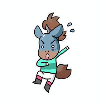 お馬さんイラスト4 馬,競馬,動物,かわいい,サラブレッド,驚くのイラスト素材