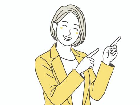 指差しをする女性７ 指さし,女の人,可愛い,オススメ,案内,紹介,20代,30代,教える,女性のイラスト素材